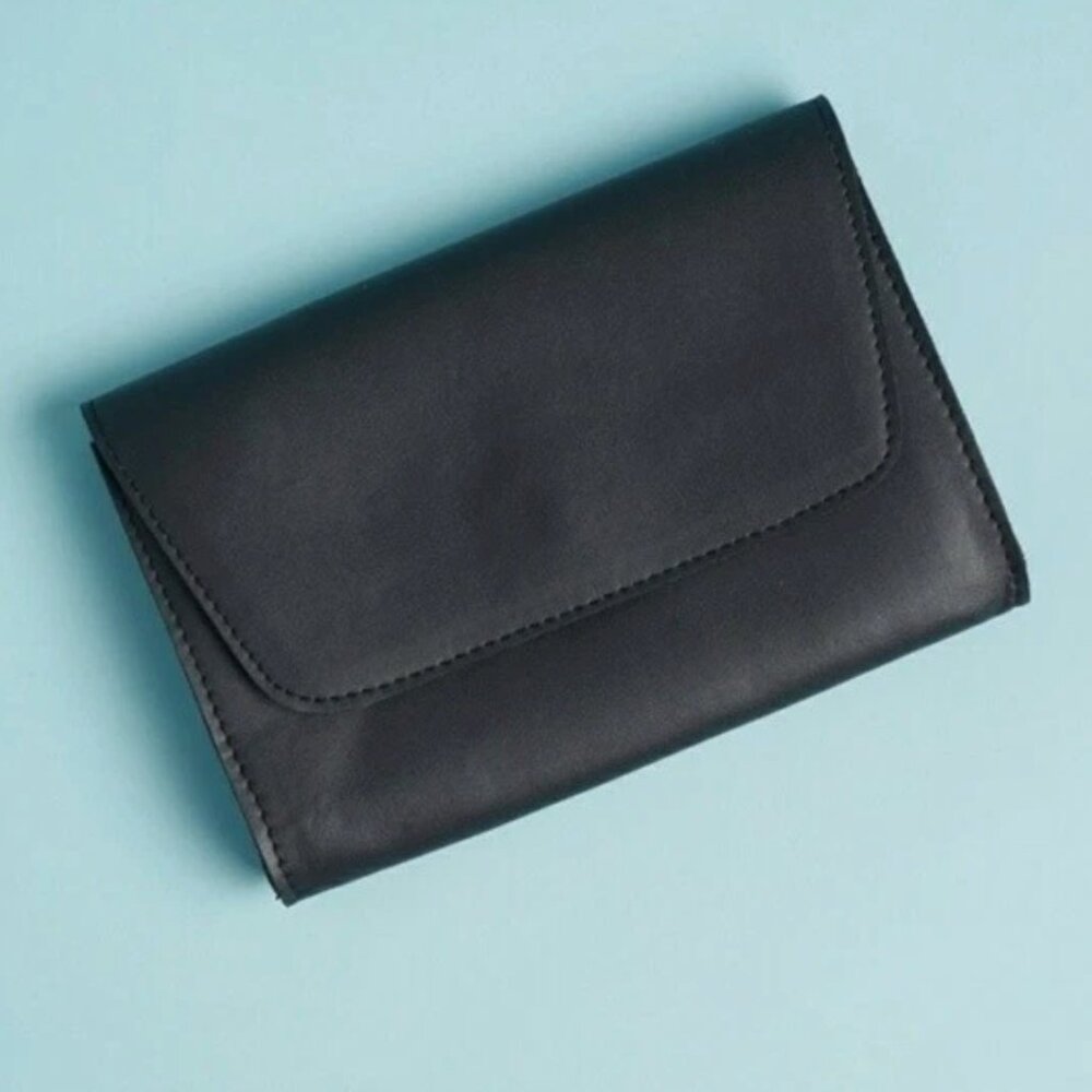 October Jaipur Black Vegan Leather Envelope Clutch